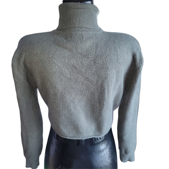 Forever 21 Olive Green Cropped Turtleneck Sweater M - Picture 5 of 5